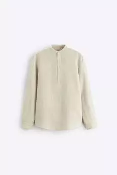 Рубашка Zara cotton - linen, светло-бежевый