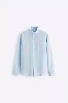 Рубашка Zara cotton - linen, светло-голубой
