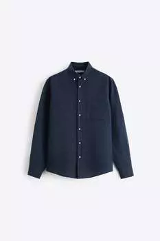 Рубашка Zara cotton - linen, тёмно-синий