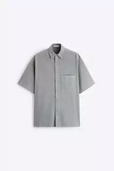 Рубашка Zara cotton with pocket, серый