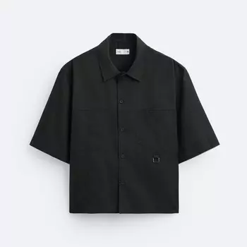 Рубашка Zara Cropped Fit, черный