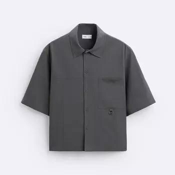 Рубашка Zara Cropped Fit, серый