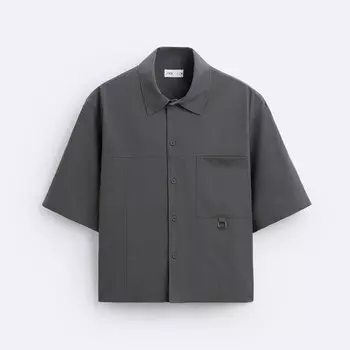 Рубашка Zara Cropped Fit, серый
