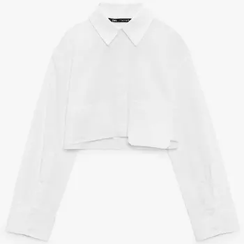 Рубашка Zara Cropped Poplin, белый