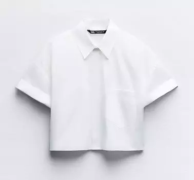 Рубашка Zara Cropped Poplin, белый
