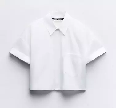 Рубашка Zara Cropped Poplin, белый