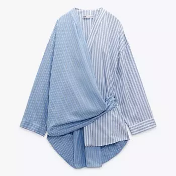 Рубашка Zara Crossover Poplin, синий/белый
