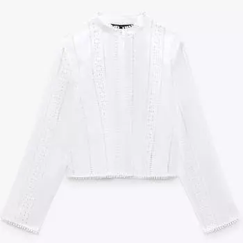 Рубашка Zara Cutwork Embroidery, белый