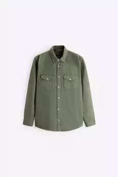 Рубашка Zara denim, тёмно-зелёный
