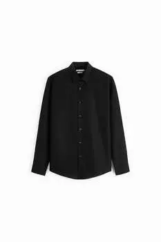 Рубашка Zara Easy care textured, чёрный