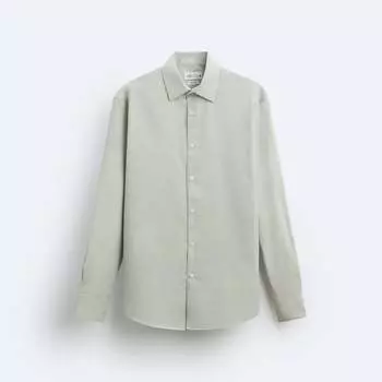 Рубашка Zara Easy Care Textured, зеленый