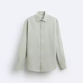 Рубашка Zara Easy Care Textured, зеленый