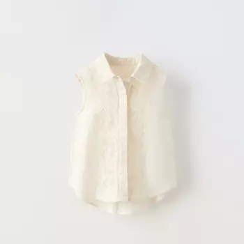 Рубашка Zara Embroidered, экрю