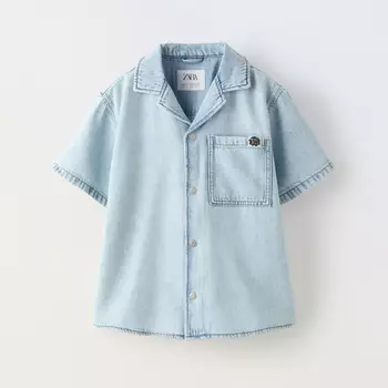 Рубашка Zara Flowing Denim, голубой