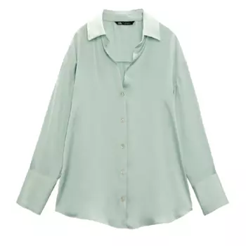 Рубашка Zara Flowing Satin, светло-зеленый