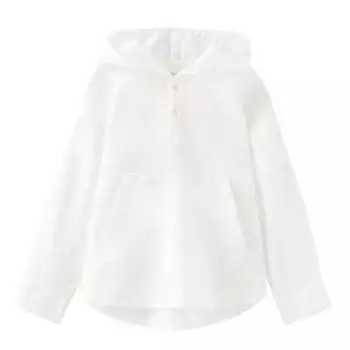Рубашка Zara Kids Linen Blend Hooded, белый