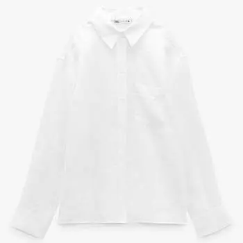 Рубашка Zara Linen Pocket, светло-бежевый