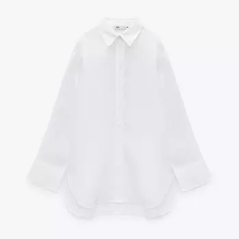 Рубашка Zara Oversize Linen, белый