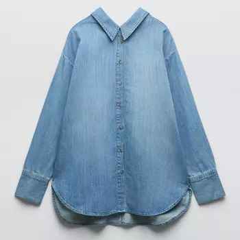 Рубашка Zara Oversized Denim, синий