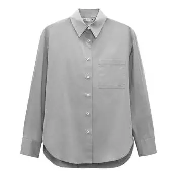 Рубашка Zara Oversized Poplin, серый