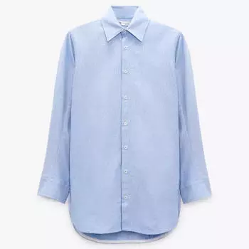 Рубашка Zara Oversized Poplin, светло-синий