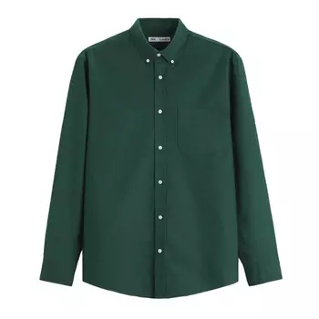 Рубашка Zara Oxford, зеленый