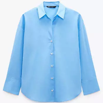 Рубашка Zara Poplin, синий