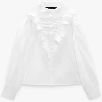 Рубашка Zara Ruffled Poplin, белый