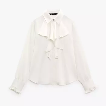 Рубашка Zara Ruffled Satin, белый