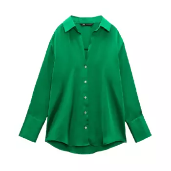 Рубашка Zara Satin, ярко-зеленый