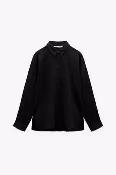 Рубашка Zara Satiny Drop Shoulder, черный