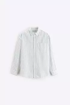 Рубашка Zara striped oversize, белый