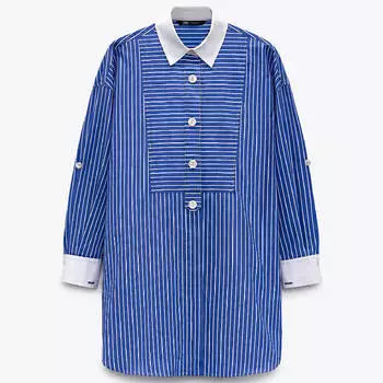 Рубашка Zara Striped Oversize, голубой/белый