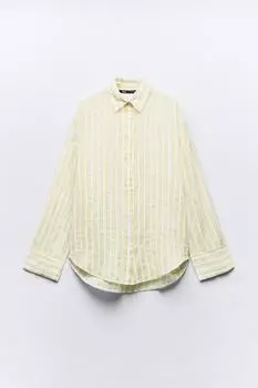 Рубашка Zara Striped Oversize, светло-зеленый