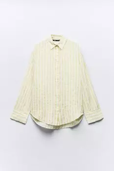 Рубашка Zara Striped Oversize, светло-зеленый