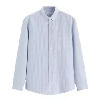 Рубашка Zara Striped Oxford, голубой
