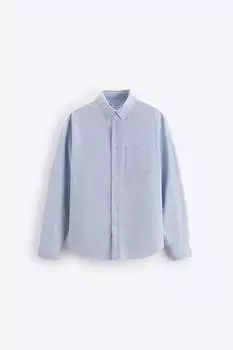 Рубашка Zara striped oxford, голубой