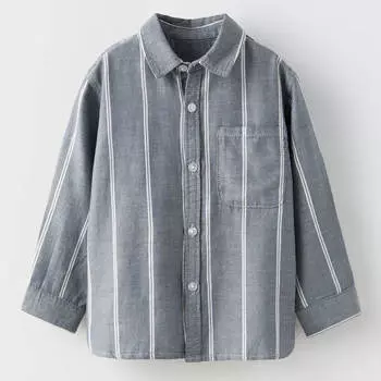 Рубашка Zara Striped, серо-голубой/белый