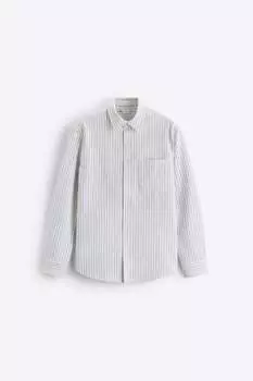 Рубашка Zara textured stretch, белый/голубой