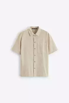 Рубашка Zara textured with pocket, бежевый