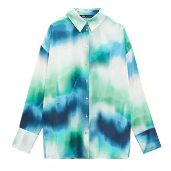 Рубашка Zara Tie-dye Oversize, мультиколор