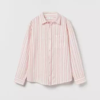 Рубашка ZARA В Полоску, розовый/белый