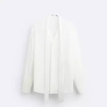 Рубашка Zara Viscose Bow, белый