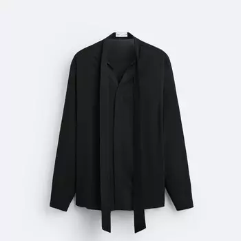 Рубашка Zara Viscose Bow, черный