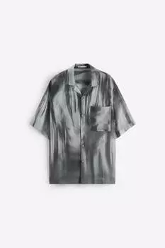 Рубашка Zara wavy print, Антрацитово-серый