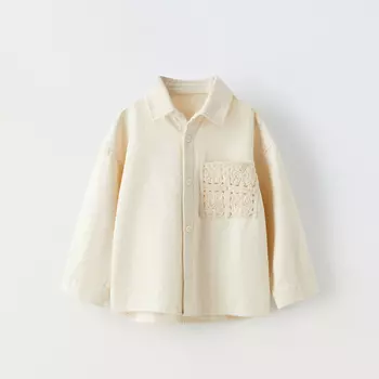 Рубашка Zara With Lace Pocket, экрю