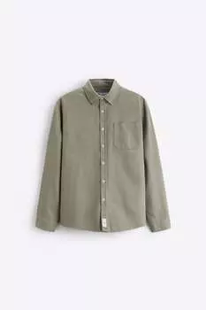 Рубашка Zara with pocket, серо-зелёный