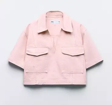 Рубашка Zara Z1975 Denim Cropped, розовый
