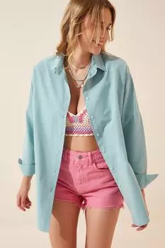 Рубашка - зеленая - оверсайз Happiness stanbul, зеленый