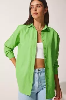 Рубашка - зеленая - оверсайз Happiness stanbul, зеленый